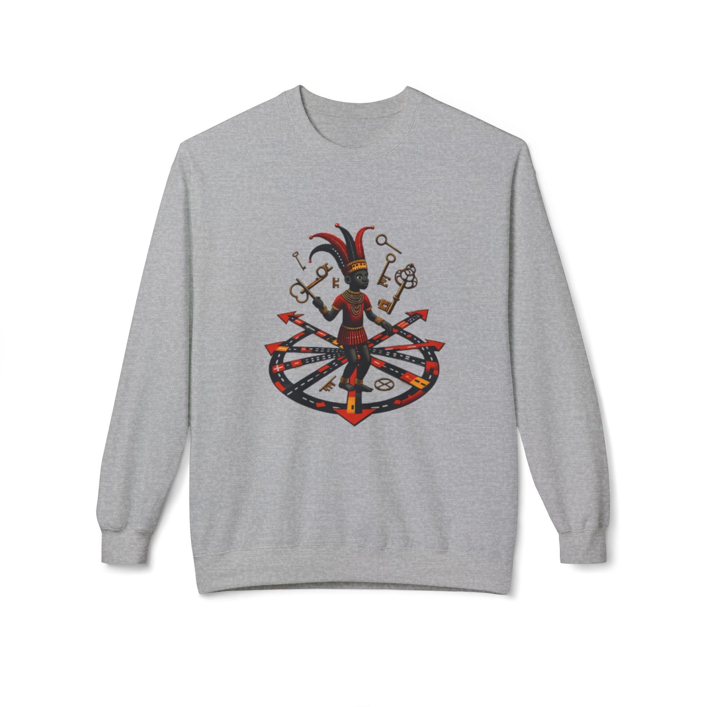 Eleggua Orisha Vibes Fleece Crewneck Sweatshirt - Unisex Art Design