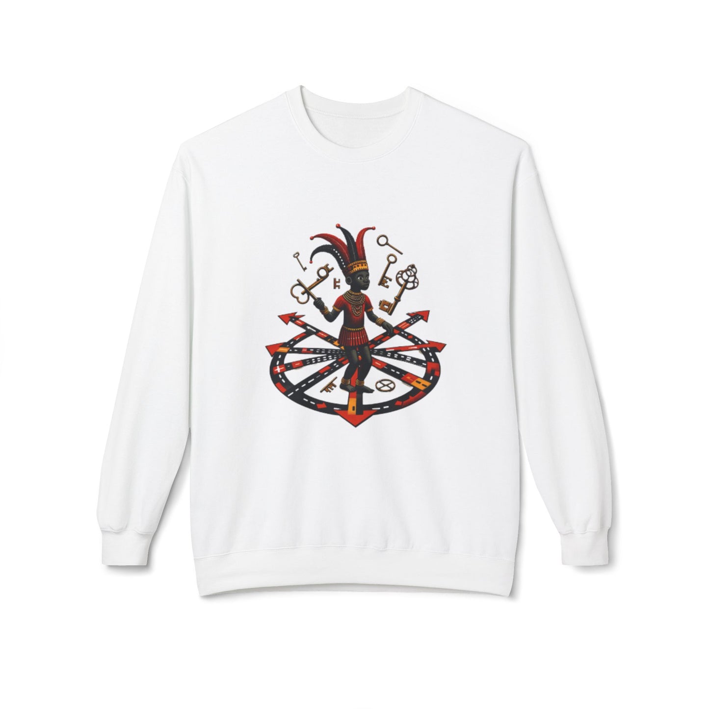 Eleggua Orisha Vibes Fleece Crewneck Sweatshirt - Unisex Art Design