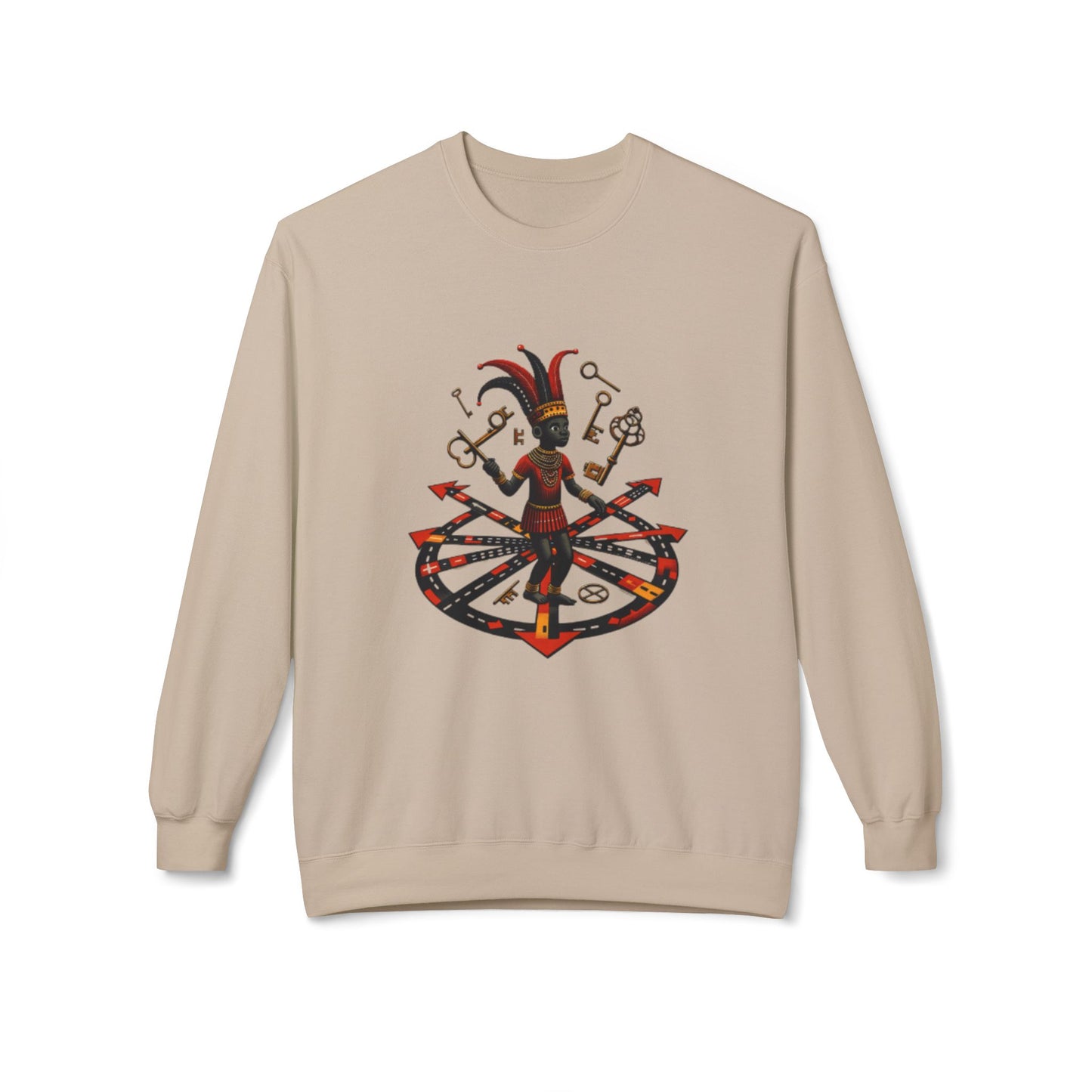 Eleggua Orisha Vibes Fleece Crewneck Sweatshirt - Unisex Art Design